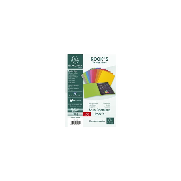 Lot de 30 sous-chemises Assorties Teintes vives 220 x 310 mm