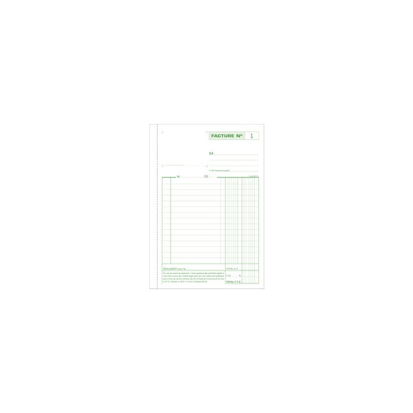 Factures avec mention TVA 21x14,8cm 50 feuillets tripli autocopiants