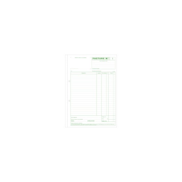 Factures avec mention TVA 29,7x21cm 50 feuillets dupli autocopiants