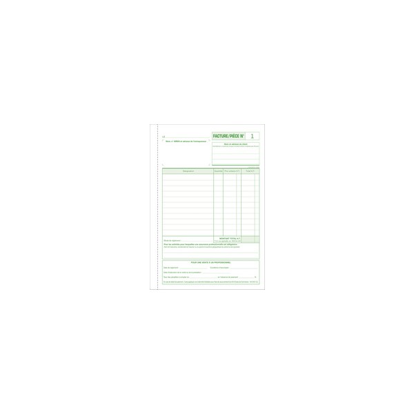 Factures micro-entrepreneur 29,7x21cm 50 feuillets dupli autocopiants