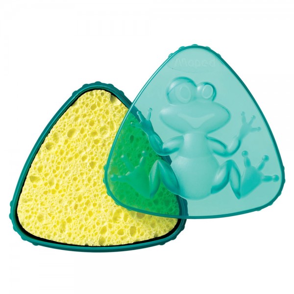 Eponge pour ardoise,en boîte "grenouille",triangulaire