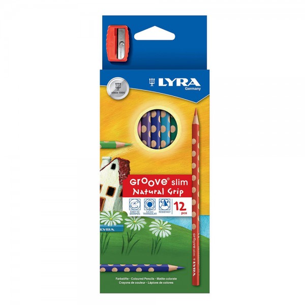 Etui de 12 crayons de couleurs LYRA ergonomique et taille crayons